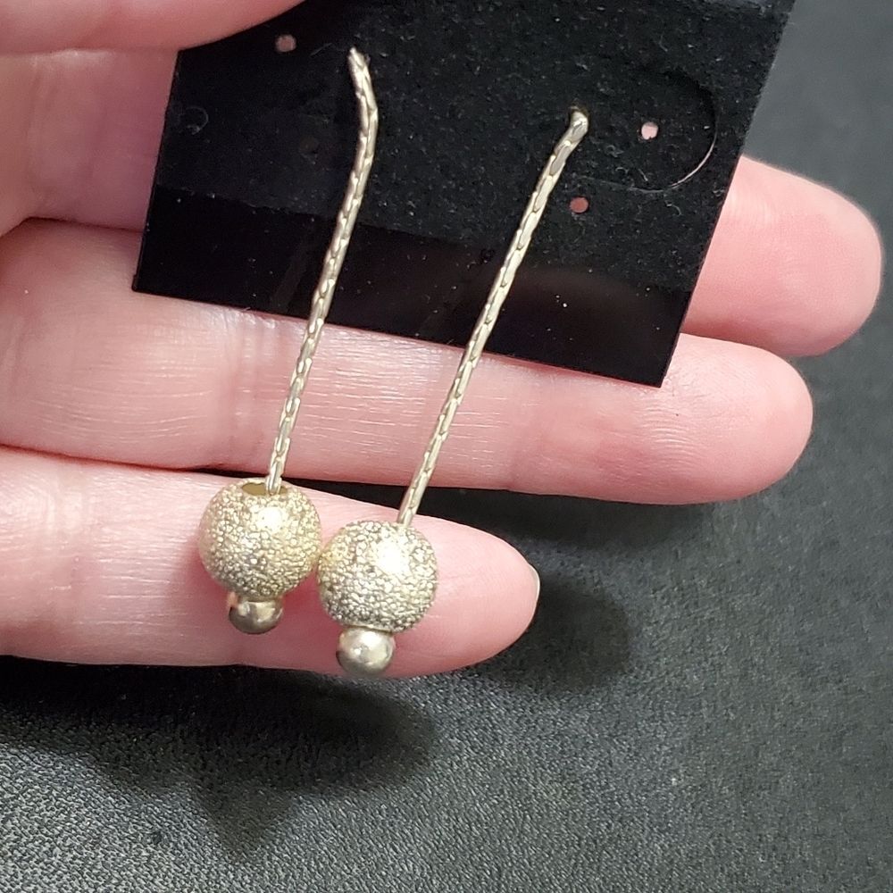 Sterling silver dangling bead earrings chain